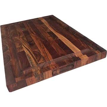 Mountain Woods EGA19 Acacia Hardwood End Grain Cutting Board with Juice Groove, 19”X13”x1.5”