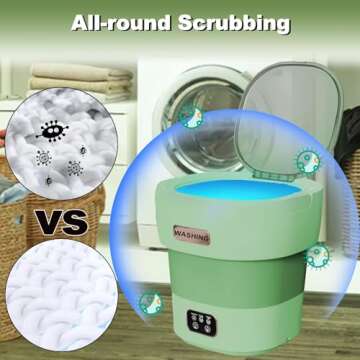 Portable Washing Machine with Spinner, 18L Large 2 in 1 Small Laundry Portatil, Foldable Mini Underw...