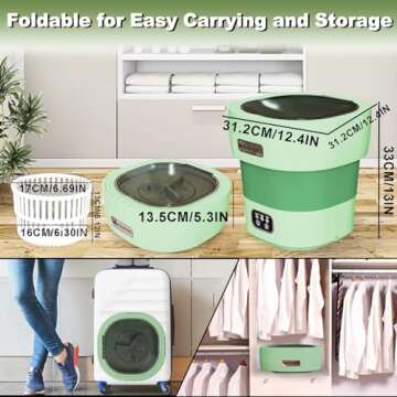 Portable Washing Machine with Spinner, 18L Large 2 in 1 Small Laundry Portatil, Foldable Mini Underwear Portable Washer, Collapsible Washer for Baby Clothes, Apartment, Camping, Travel Green