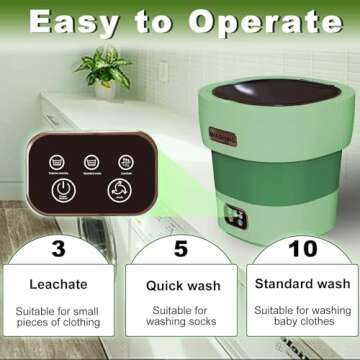 Portable Washing Machine with Spinner, 18L Large 2 in 1 Small Laundry Portatil, Foldable Mini Underwear Portable Washer, Collapsible Washer for Baby Clothes, Apartment, Camping, Travel Green