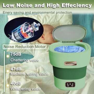 Portable Washing Machine with Spinner, 18L Large 2 in 1 Small Laundry Portatil, Foldable Mini Underwear Portable Washer, Collapsible Washer for Baby Clothes, Apartment, Camping, Travel Green