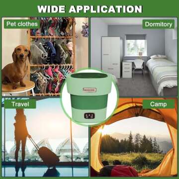 Portable Washing Machine with Spinner, 18L Large 2 in 1 Small Laundry Portatil, Foldable Mini Underwear Portable Washer, Collapsible Washer for Baby Clothes, Apartment, Camping, Travel Green