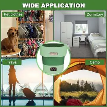 Portable Washing Machine with Spinner, 18L Large 2 in 1 Small Laundry Portatil, Foldable Mini Underwear Portable Washer, Collapsible Washer for Baby Clothes, Apartment, Camping, Travel Green