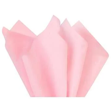 Light Pink Tissue Paper Squares, Bulk 24 Sheets, Premium Gift Wrap and Art Supplies for Birthdays, H...