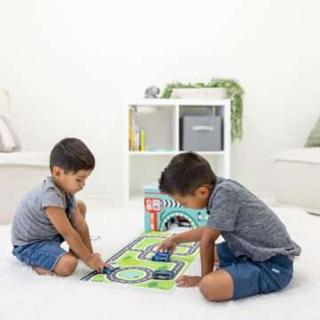 EMBRACE PLAY Collapsible Toy Storage Box with Car Rug - 2 in 1 Kids Toy Chest