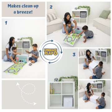 Collapsible Toy Storage Box with Car Play Mat for Kids