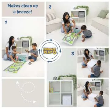 Collapsible Toy Storage Box with Car Play Mat for Kids