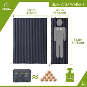 ATEPA 4-in-1 Multipurpose Warm Down Travel Camping Blanket Quilt, Packable Lightweight Waterproof We...