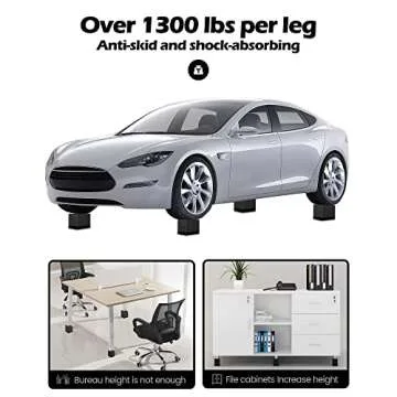 Furniture Risers, Tclouda Bed/Sofa/Desk/Table/Chair Leg/Fridge Lifts to 1.5, 3 and 4 in, Rectangle Adjustable Risers Blocks for Extenders, Heavy Duty Supports Up to 1300 Lbs, 1.5 in-Black-Rectangle