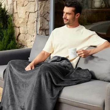 Exclusivo Mezcla Extra Large Fleece Throw Blanket for Couch, Sofa, 300GSM Super Soft and Warm Blankets, Grey Throw All Season Use, Cozy, Plush, Lightweight, 50x70 Inches