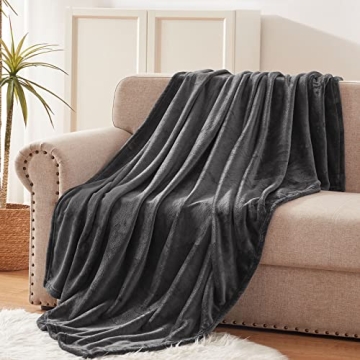 Exclusivo Mezcla Extra Large Fleece Throw Blanket for Couch, Sofa, 300GSM Super Soft and Warm Blankets, Grey Throw All Season Use, Cozy, Plush, Lightweight, 50x70 Inches