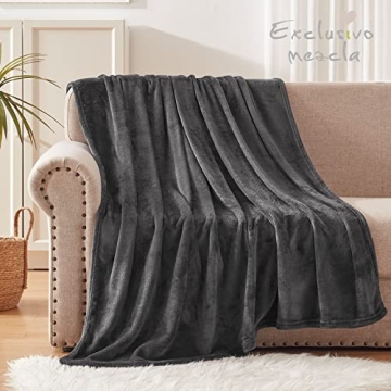 Exclusivo Mezcla Extra Large Fleece Throw Blanket for Couch, Sofa, 300GSM Super Soft and Warm Blankets, Grey Throw All Season Use, Cozy, Plush, Lightweight, 50x70 Inches