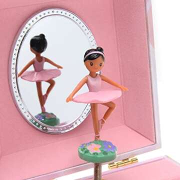 Jewelkeeper Musical Jewelry Box, Pink Rose Ballerina Design with Pullout Drawer, Swan Lake Tune