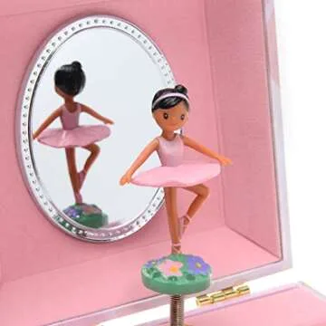 Jewelkeeper Musical Jewelry Box, Pink Rose Ballerina Design with Pullout Drawer, Swan Lake Tune