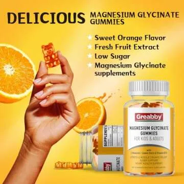 Magnesium Glycinate Gummies for Kids & Adults - Magnesium Glycinate 300mg Chewable Supplement - Promotes Sleep, Muscle, Relaxation (60Count)