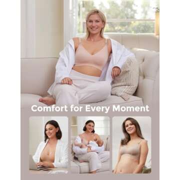 Momcozy Seamless Nursing Bra for Women Ultra Comfort Smooth Breastfeeding Maternity Bralette Wireless Pregnancy Bra Beige