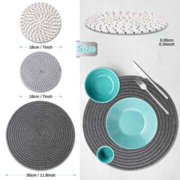 Billbotk Trivets for Hot Dishes, 6 Pieces Pot Holders for Kitchen, 100% Cotton Woven Hot Pads for Ki...