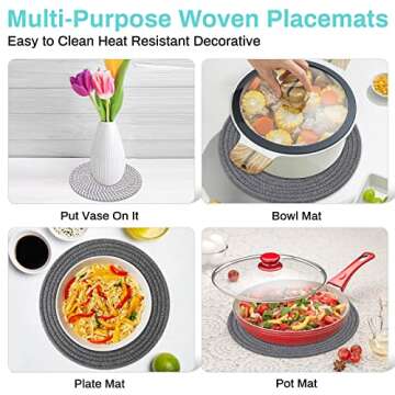 Billbotk Trivets for Hot Dishes, 6 Pieces Pot Holders for Kitchen, 100% Cotton Woven Hot Pads for Kitchen, Trivets for Kitchen Heat Resistant, 11.8 Inches and 7 Inches