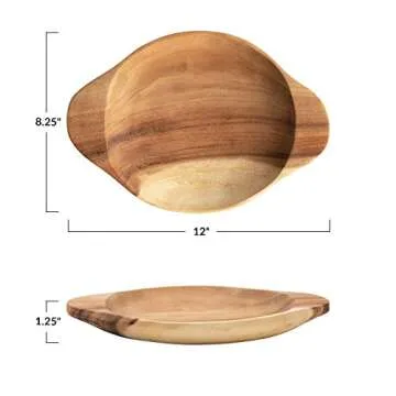 Creative Co-Op Acacia Wood Handles Bowl for Stylish Serving