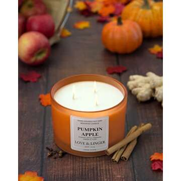 Pumpkin Apple Candle | Fall Candles | Luxury Soy & Beeswax Candles for Home | 16 oz. Large Jar 3 Wick Candle | Thanksgiving Candle | Fall Scented Candle | Autumn Candles