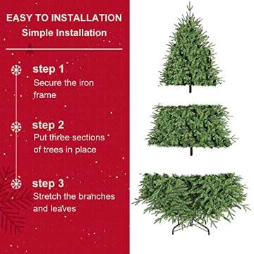 MAKEATREE 8-FT Artificial Christmas Tree with 2831 Tips, Unlit Hinged Spruce Xmas Tree for Indoor Outdoor, Green