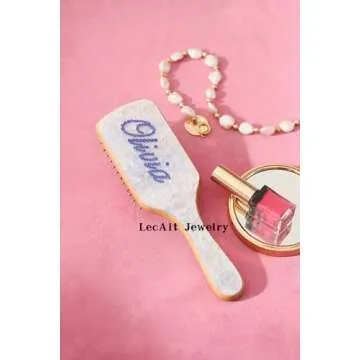 Custom Rhinestone Hair Brush for Women | Personalized Bamboo Brush