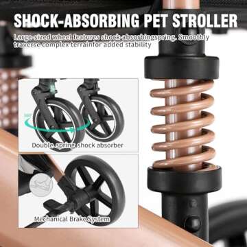 EchoSmile 4 in 1 Pet Stroller, Folding Lightweight Cat & Dog Stroller with Detachable Carrier, NO-Zip 180° Reversible Canopy, All Terrain 4-Wheel,45 lbs Capacity for Small to Medium Dogs