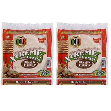 Ole Mexican Foods Xtreme Wellness High Fiber Low Carb Keto Friendly - 16 Tortilla Wraps (Pack of 2) 32 Total Wraps