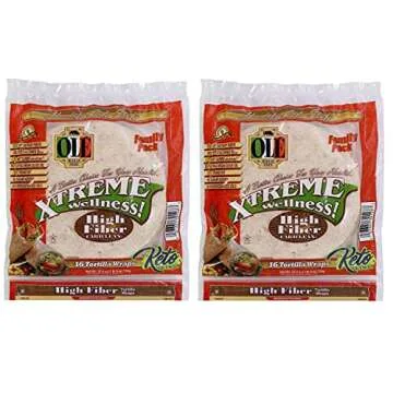 Ole Mexican Foods Xtreme Wellness High Fiber Low Carb Keto Friendly - 16 Tortilla Wraps (Pack of 2) 32 Total Wraps