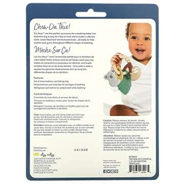 Itzy Ritzy Teething Keys Baby Teether Toy - Features a Braided Texture Ring & Keys, Includes a Water-Filled Leaf-Shaped Teether & Silicone Sloth & Koala Teething Toys, Ideal for Ages 3 Months & Up