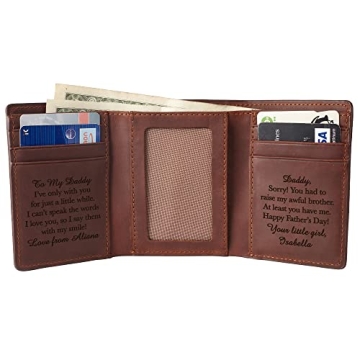 Custom Engraved Leather Trifold Wallet - Perfect Gift for Men