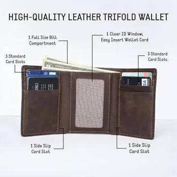 Engraved Leather Trifold Wallet - Perfect Gift for Men