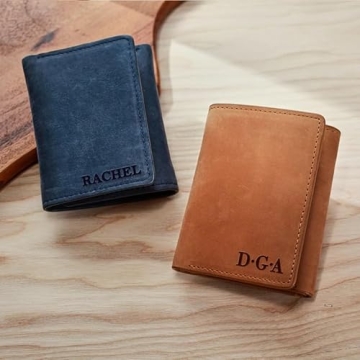 Engraved Leather Trifold Wallet - Perfect Gift for Men