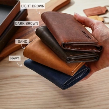Engraved Leather Trifold Wallet - Perfect Gift for Men