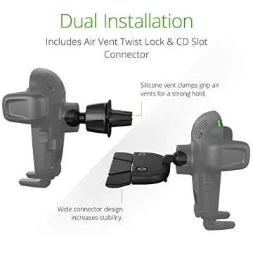 iOttie Car Charger Easy One Touch Wireless 2 Qi Charging CD Slot + Air Vent Combo Phone Mount for iPhone, Samsung Galaxy, Huawei, LG, Smartphones, Black