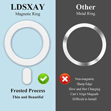 LDSXAY Universal MagSafe Ring, 2 PCS Magnet Sticker Magnetic Adapter Ring Compatible with Magsafe Accessories & Wireless Charging for iPhone 16/15/14/13/12/11 Pro Max Mini, Galaxy S25/S24 (White Pink)