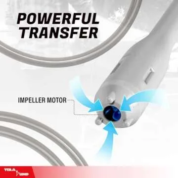 TERA PUMP Fuel Transfer Pump w/Quick Flow Control Nozzle & Telescopic Tube - 3X Powerful D Battery Powered, 39" Vinyl Discharge Hose, Portable Battery Pump For Gas, Diesel, Water (2.6 GPM)