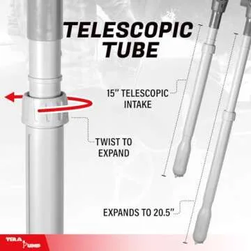 TERA PUMP Fuel Transfer Pump w/Quick Flow Control Nozzle & Telescopic Tube - 3X Powerful D Battery Powered, 39" Vinyl Discharge Hose, Portable Battery Pump For Gas, Diesel, Water (2.6 GPM)