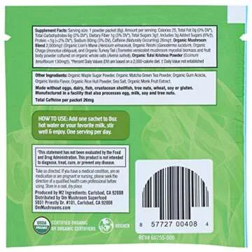 Om Mushroom Superfood Organic Mushroom Matcha Latte Blend, 0.28 OZ