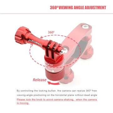 Forevercam Bike Handlebar Mount for Gopro Hero 13/12/11/10/9/8/Insta360/AKASO/DJI Osmo Aluminum Bike/Motorcycle Mount 360°Rotation and Lock Any Direction（Red）