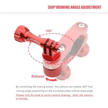 Forevercam Bike Handlebar Mount for Gopro Hero 13/12/11/10/9/8/Insta360/AKASO/DJI Osmo Aluminum Bike/Motorcycle Mount 360°Rotation and Lock Any Direction（Red）