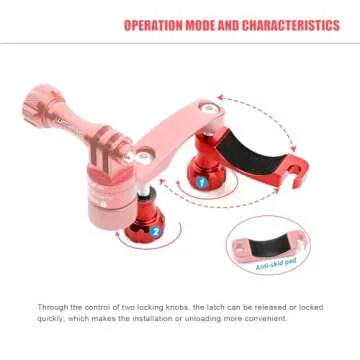 Forevercam Bike Handlebar Mount for Gopro Hero 13/12/11/10/9/8/Insta360/AKASO/DJI Osmo Aluminum Bike/Motorcycle Mount 360°Rotation and Lock Any Direction（Red）