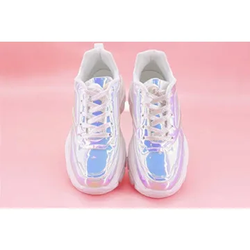 LUCKY STEP Women 90S Chunky Platform Reflective Sneakers