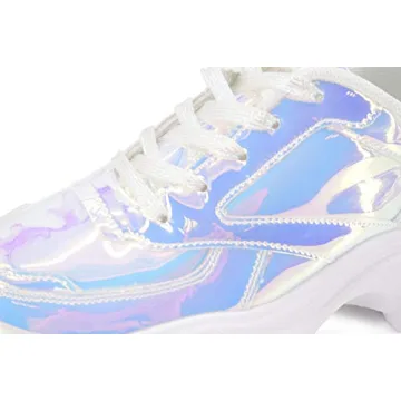 LUCKY STEP Women 90S Chunky Platform Reflective Sneakers