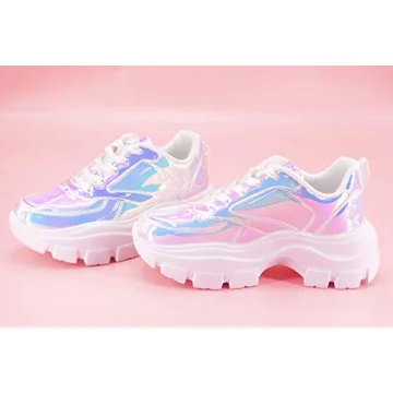 LUCKY STEP Women 90S Chunky Platform Reflective Sneakers