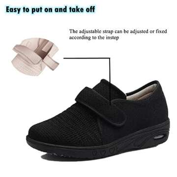 ZGDG Diabetic Shoes, Wide Width Adjustable Swollen Feet Walking Shoes for Women Edema Bunions Arthri...