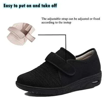 ZGDG Diabetic Shoes, Wide Width Adjustable Swollen Feet Walking Shoes for Women Edema Bunions Arthri...