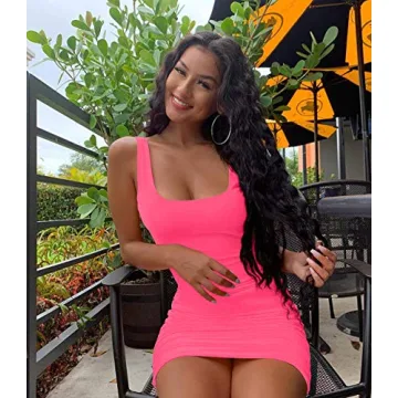 GOBLES Women's Fluo Pink Casual Summer Mini Dress