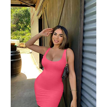 GOBLES Women's Fluo Pink Casual Summer Mini Dress