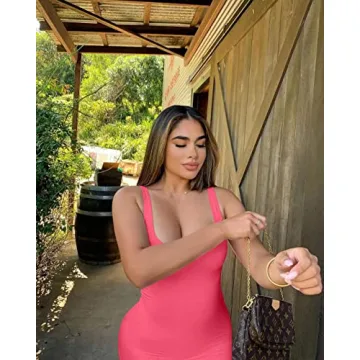 GOBLES Women's Fluo Pink Casual Summer Mini Dress